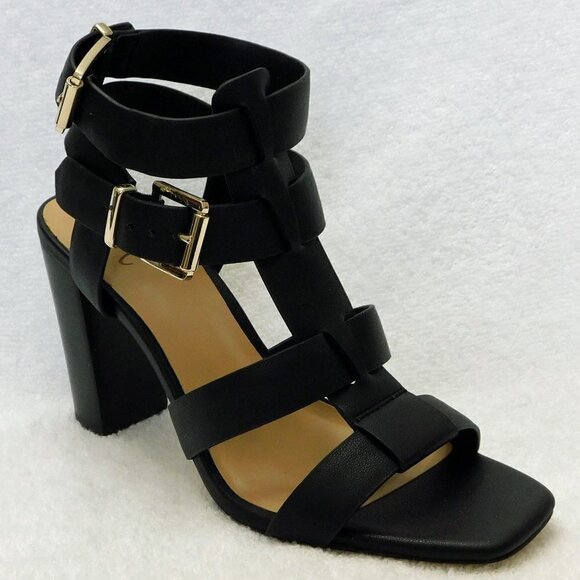 W396 I.n.c. Black Parkar Buckle Sandals 6 M - Picture 1 of 5